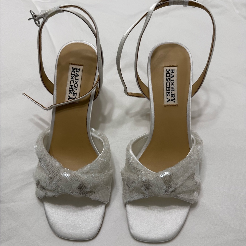 Badgley Mischka Soft White Sequin Heels